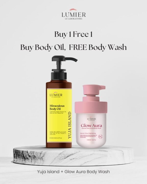 Buy 1 Get 1 - Yuja Island Body Oil Free Glow Aura Body Wash