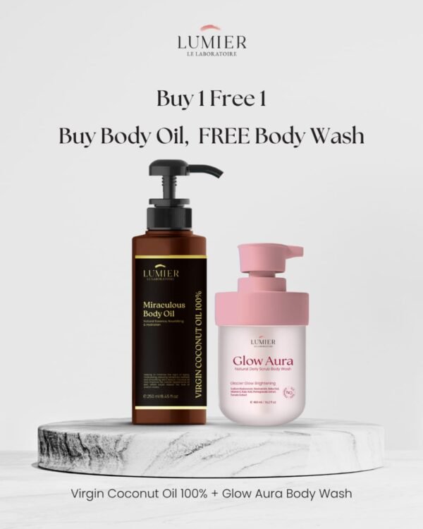 Buy 1 Get 1 - VCO Body Oil Free Glow Aura Body Wash