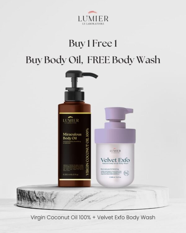 Buy 1 Get 1 - VCO Body Oil Free Velvet Exfo Body Wash